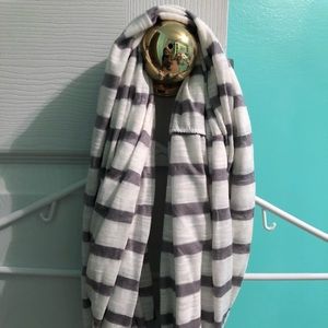 Grey and white striped infinity scarf!